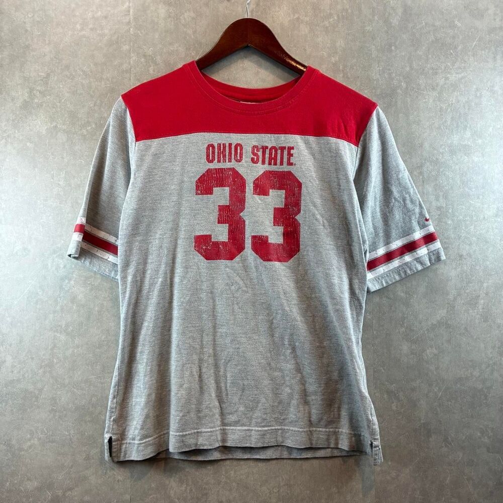 Nike Women's Grey and Red T-shirt